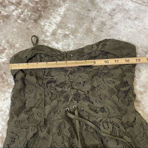 Express top blouse one eleven corset lace blouse Olive green top SZ S/P lace - Picture 6 of 8